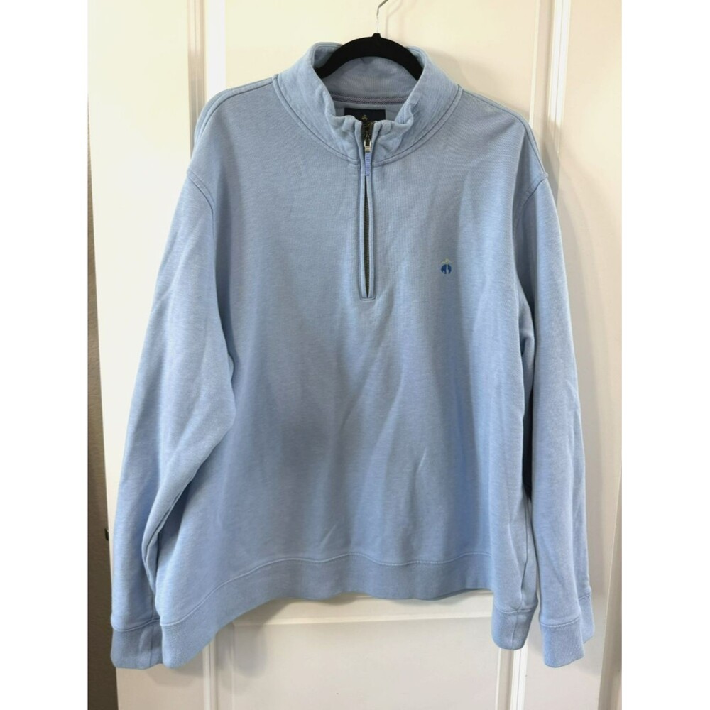 Brooks Brothers Men's XXL Supima Cotton Light blue Quarter Zip Sweater